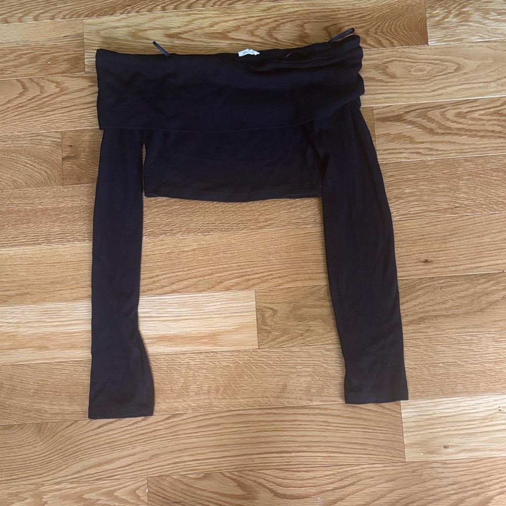 Garage Navy Blue Off-the-Shoulder Sweater
